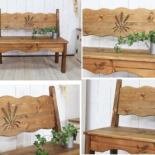 麦穂のカントリーベンチ90背もたれつき ソファ・ベンチ putto 通販