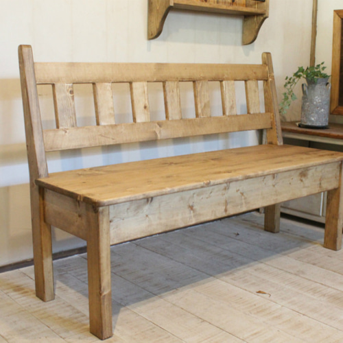 ハンドメイド　カントリー背もたれラダーベンチ120 カントリー背もたれラダーベンチ120 ソファ・ベンチ putto 通販 526441