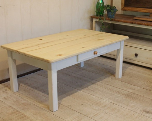 ハンドメイド　シャビーな1ドロワーローテーブル90 シャビーな1ドロワーローテーブル90 ローテーブル・リビングテーブル