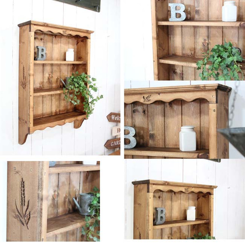 ハンドメイド　麦穂の壁掛け収納ラック 麦穂のディスプレイシェルフ その他家具 putto 通販 527947｜Creema