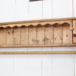 ハンドメイド　扉つきロングシェルフ120　アンティークホワイト 扉つきロングシェルフ120 アンティークホワイト