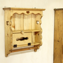 ハンドメイド　ハートのティッシュシェルフ タオルホルダーつき ハートのティッシュシェルフ タオルホルダーつき タオルハンガー