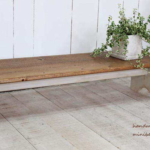 ハンドメイドホワイトシャビーなキッズベンチ