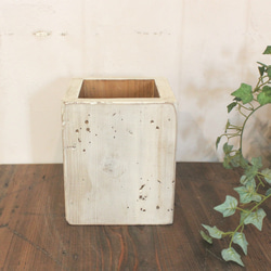 小物入れ　リモコン立て　ペン立て　アンティーク風ダメージ　White 3枚目の画像