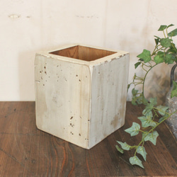 小物入れ　リモコン立て　ペン立て　アンティーク風ダメージ　White 4枚目の画像