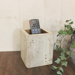 小物入れ　リモコン立て　ペン立て　アンティーク風ダメージ　White 5枚目の画像