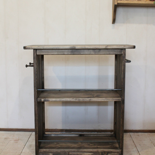 ハンドメイドIron×wood ワゴンキッチンアイアン