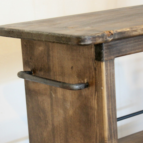 ハンドメイドIron×wood ワゴンキッチンアイアン