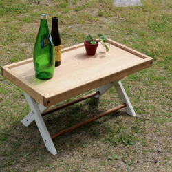 folding table 折りたたみローテーブル60 ホワイトシャビー　キャンプ　camp アウトドア　outdoor 1枚目の画像