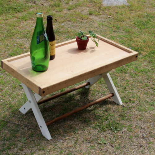 ハンドメイド　折りたたみローテーブル60 キャンプ　アウトドア folding table 折りたたみローテーブル60 ホワイトシャビー