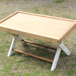 folding table 折りたたみローテーブル60 ホワイトシャビー　キャンプ　camp アウトドア　outdoor 2枚目の画像