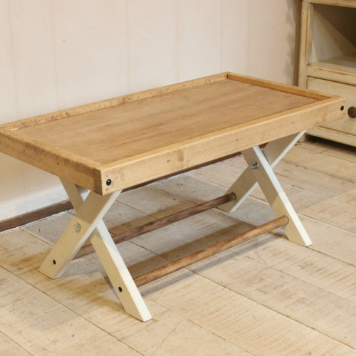 ハンドメイド　折りたたみローテーブル60 キャンプ　アウトドア folding table 折りたたみローテーブル60 ホワイトシャビー