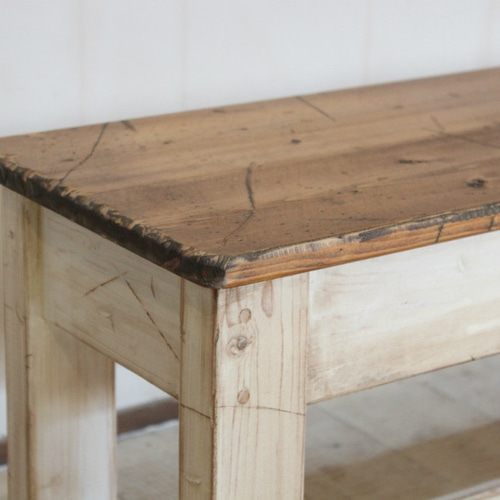 ハンドメイド　シャビーなベンチ90　アンティークホワイト ハンドメイド シャビーなベンチ90 アンティークホワイト ベンチ