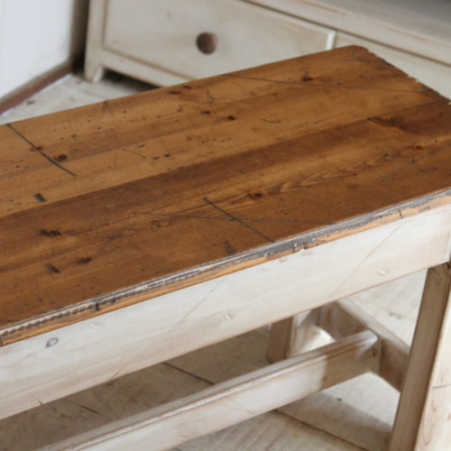 ハンドメイド シャビーなベンチ90 アンティークホワイト シャビーな