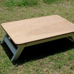 ホワイトシャビー　フォールディングテーブル 折りたたみローテーブル60×40 キャンプcampアウトドア　outdoor 1枚目の画像