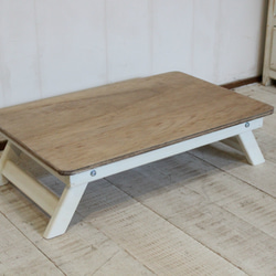 ホワイトシャビー　フォールディングテーブル 折りたたみローテーブル60×40 キャンプcampアウトドア　outdoor 4枚目の画像