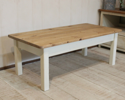 ハンドメイド　ソファテーブル90　アンティークホワイト　シャビー　ローテーブル ソファテーブル90 アンティークホワイト シャビー ローテーブル ロー