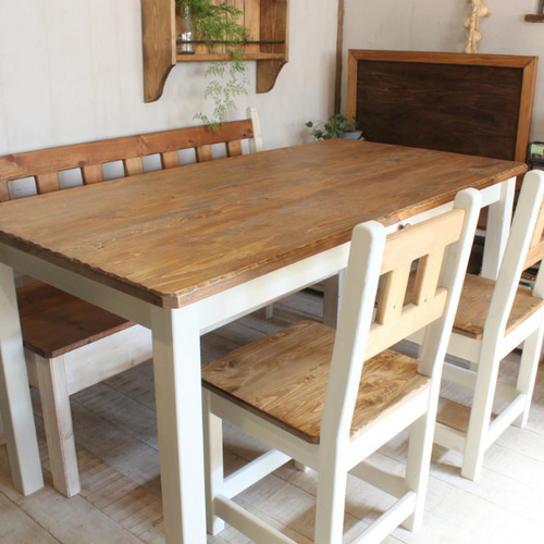 シャビーホワイト カウンターテーブル 木目調 アンティーク カフェ