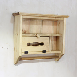 ホワイトシャビー ティッシュシェルフ タオルホルダーつき タオル