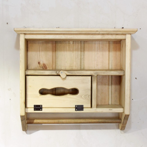 ハンドメイド　ティッシュシェルフ タオルホルダーつき ティッシュシェルフ タオルホルダーつき タオルハンガー・タオル