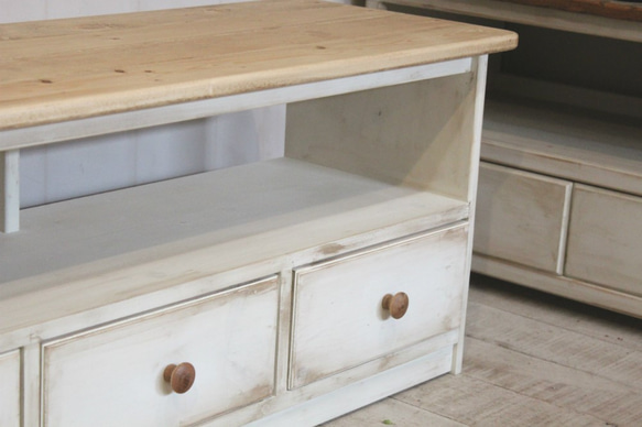 シャビーなテレビ台　120 アンティークホワイト 