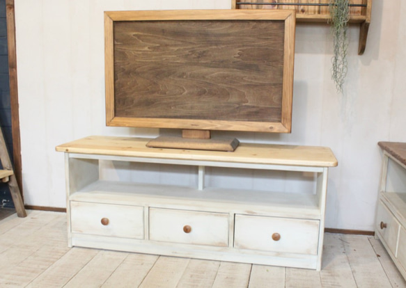 シャビーなテレビ台　120 アンティークホワイト 