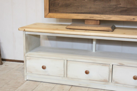 シャビーなテレビ台　120 アンティークホワイト 