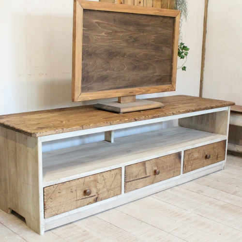 シャビーなテレビボード140cmアンティークホワイト♪