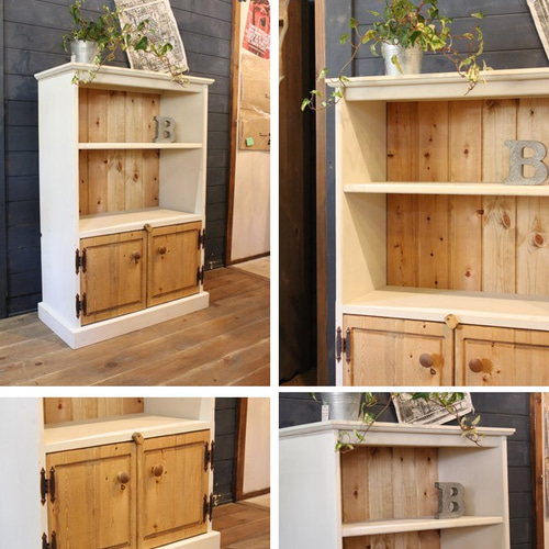 ハンドメイドシャビーなブックシェルフ本棚90