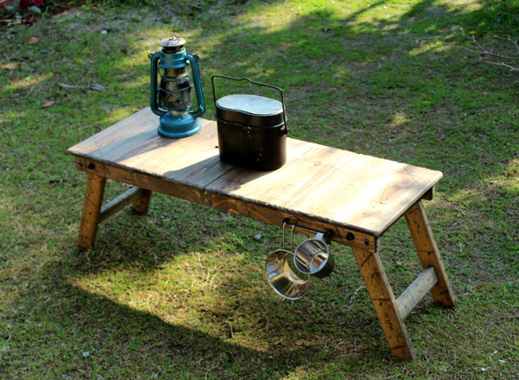 キャメル様専用品です。折りたたみ式テーブルラック　アンティーク風ダメージ　エイジング　キャンプ　アウトドア 2枚目の画像