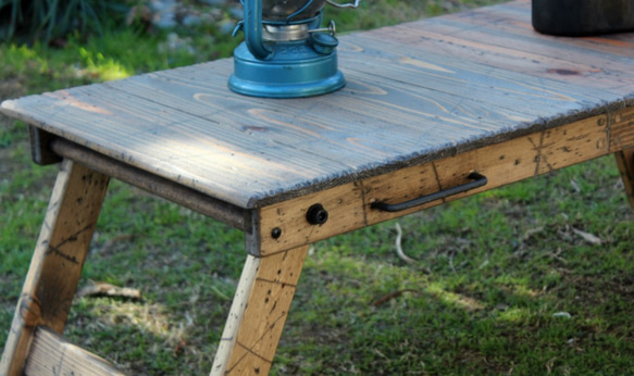 折りたたみ式テーブルラック40　アンティーク風ダメージ　エイジング　キャンプ　アウトドア　camp outdoor 2枚目の画像