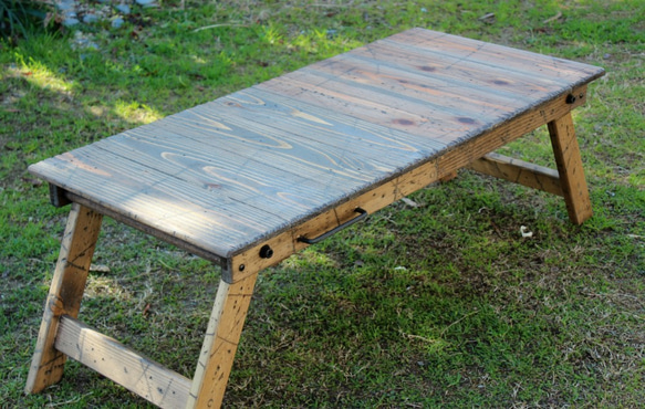 折りたたみ式テーブルラック40　アンティーク風ダメージ　エイジング　キャンプ　アウトドア　camp outdoor 3枚目の画像