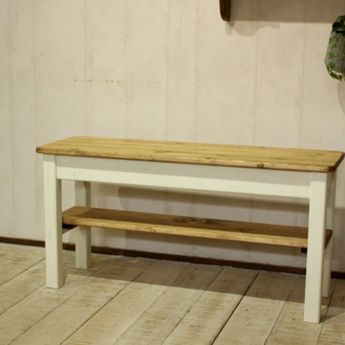 ハンドメイド　シューズベンチ　ホワイトシャビー　玄関ベンチ シューズベンチ ホワイトシャビー 玄関ベンチ ソファ・ベンチ putto