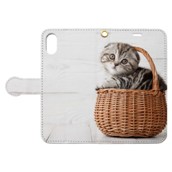 iPhoneケース　手帳型　Cute scottish fold kitten in basket【高解像度画像使用】 4枚目の画像