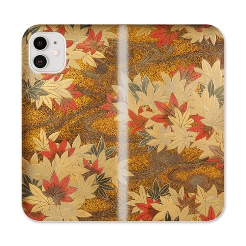 iPhoneケース 手帳型 帯なし 竜田川蒔絵硯箱紅葉【高解像度画像