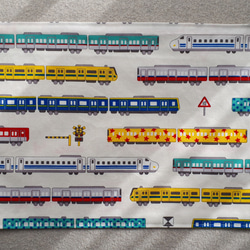 電車柄のお弁当入れ3点セット(ホワイト) 5枚目の画像