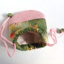 小さなかわいい巾着袋と小物のセット　若草ｘピンク 4枚目の画像
