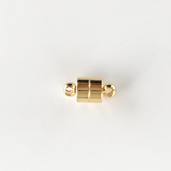 マグネットクラスプ 円柱タイプ ネックレス 留め金 14kgf ゴールド（2コ 1ペア） 1枚目の画像