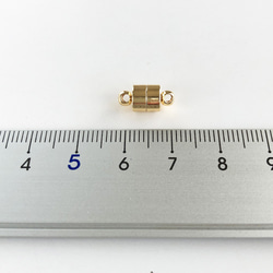 マグネットクラスプ 円柱タイプ ネックレス 留め金 14kgf ゴールド（2コ 1ペア） 3枚目の画像