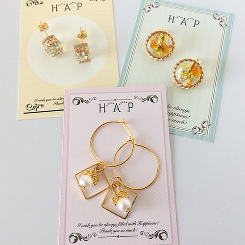 #⑅ᵗઽᵤbᵃᵏi⑅εïз　✾　FD-12-2他　アクセサリー台紙　4種 名入れアクセサリー台紙/100枚 印刷業者/スクエア型ピアス台紙