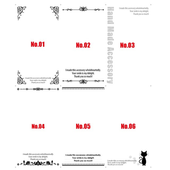 【15種のデザイン-No.03】ハンドメイド作品・ジュエリー用台紙〈50*90-名入れナシ〉 2枚目の画像
