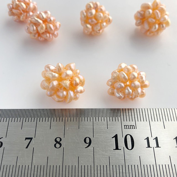 淡水真珠 つぶつぶ パール ボール ピンク オレンジ（4コ） 3枚目の画像