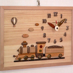 木の時計　蒸気機関車 1枚目の画像
