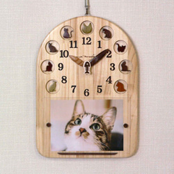 猫時計＆フレーム（磁石で固定する額）＊最大２Lサイズが飾れます 1枚目の画像