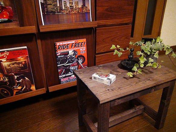 【送料無料】 アンティーク テーブル風 ベンチ レトロ ハンドメイド チェア 　椅子　*W45o 3枚目の画像