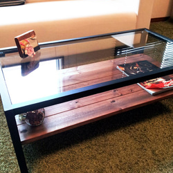 新商品 ガラス 鉄脚 アイアン 家具 ローテーブル ビンテージ　テーブル アンティーク調 ｗ 2枚目の画像