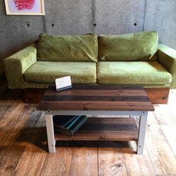 【送料無料】 カフェ　テーブル アンティーク調 リビング 無垢 ローテーブル コーヒー 木材 wo2 2枚目の画像