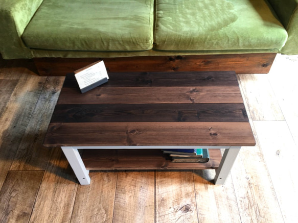 【送料無料】 カフェ　テーブル アンティーク調 リビング 無垢 ローテーブル コーヒー 木材 wo2 4枚目の画像