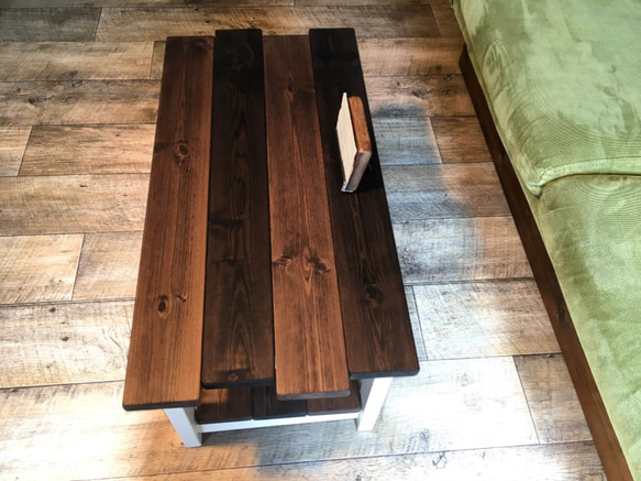 【送料無料】 カフェ　テーブル アンティーク調 リビング 無垢 ローテーブル コーヒー 木材 wo3 4枚目の画像