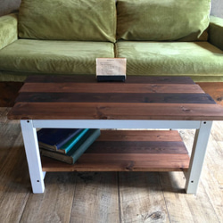 【送料無料】 カフェ　テーブル アンティーク調 リビング 無垢 ローテーブル コーヒー 木材 wo4 2枚目の画像